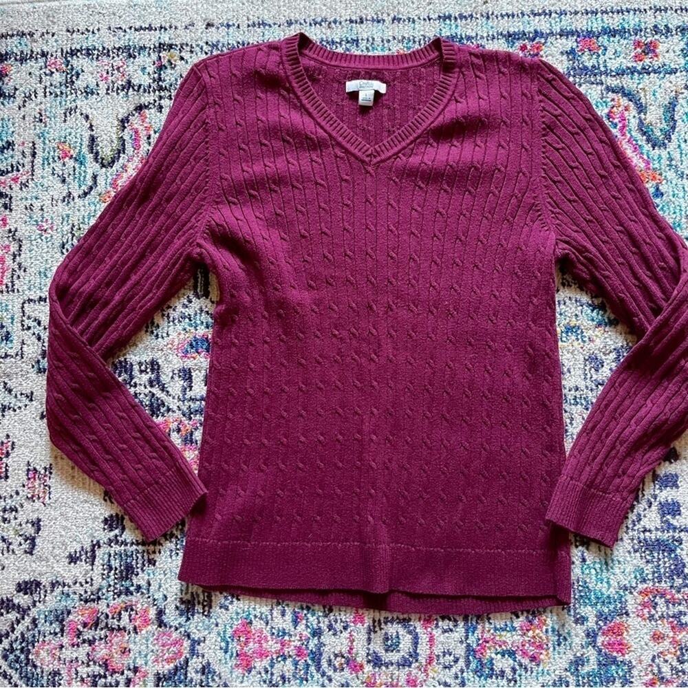 Croft & Barrow Cable Knit Sweater Size Large Dark Raspberry